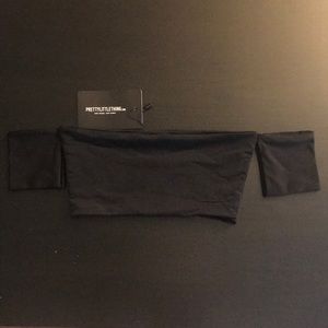 Pretty Little Thing Black Bardot Bathing Suit Top